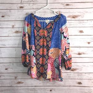 ANTHROPOLOGIE BRAND FIG & FLOWER BOHO TOP, LARGE